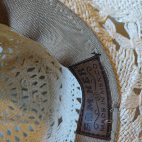 Som-Her Straw Cowboy Hat Western Boho Unisex Cross Cowgirl Excellent - Picture 7 of 11